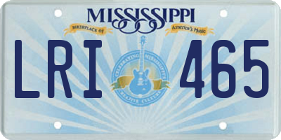 MS license plate LRI465