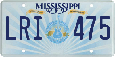 MS license plate LRI475