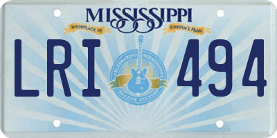 MS license plate LRI494