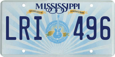 MS license plate LRI496