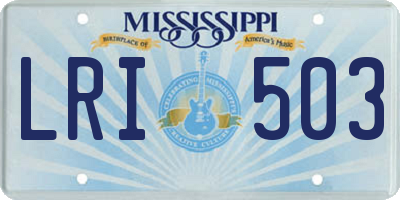 MS license plate LRI503