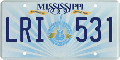 MS license plate LRI531