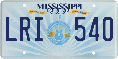 MS license plate LRI540