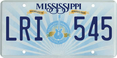 MS license plate LRI545
