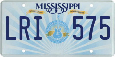 MS license plate LRI575