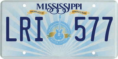 MS license plate LRI577