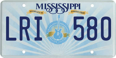 MS license plate LRI580