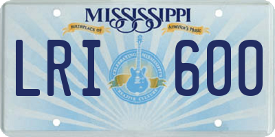MS license plate LRI600