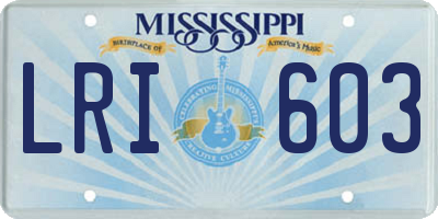 MS license plate LRI603