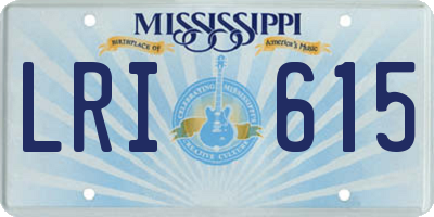 MS license plate LRI615