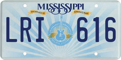 MS license plate LRI616