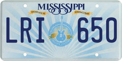 MS license plate LRI650