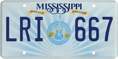 MS license plate LRI667