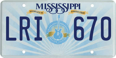 MS license plate LRI670