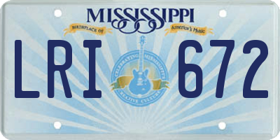 MS license plate LRI672