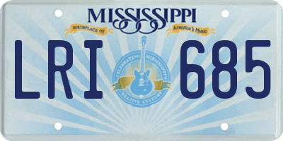 MS license plate LRI685