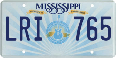 MS license plate LRI765