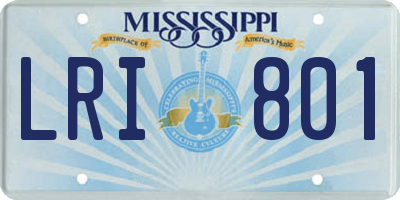 MS license plate LRI801