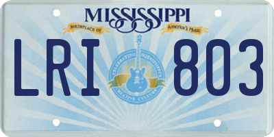 MS license plate LRI803