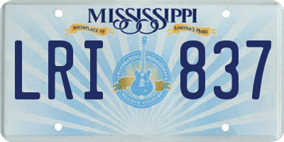 MS license plate LRI837