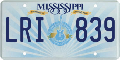 MS license plate LRI839