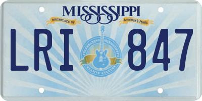 MS license plate LRI847