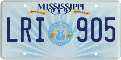 MS license plate LRI905