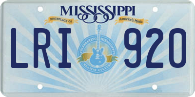 MS license plate LRI920