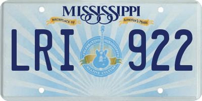 MS license plate LRI922