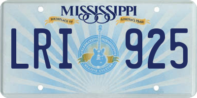 MS license plate LRI925