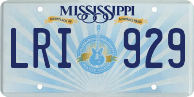 MS license plate LRI929