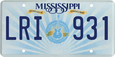 MS license plate LRI931