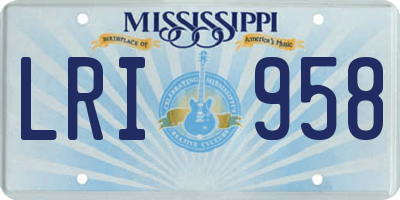 MS license plate LRI958