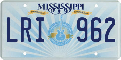 MS license plate LRI962