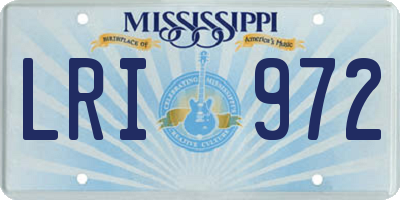 MS license plate LRI972