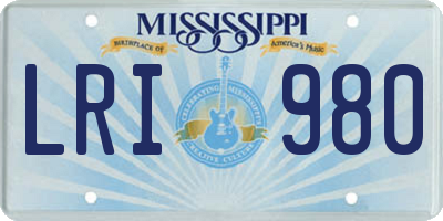 MS license plate LRI980