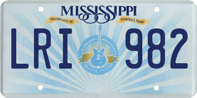MS license plate LRI982