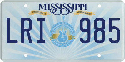 MS license plate LRI985