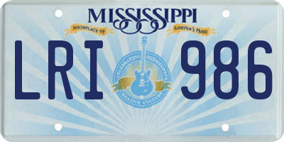 MS license plate LRI986