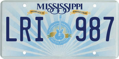 MS license plate LRI987