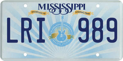 MS license plate LRI989