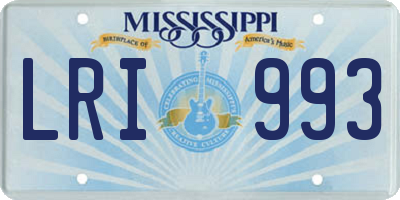 MS license plate LRI993