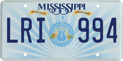 MS license plate LRI994