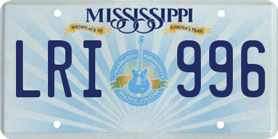 MS license plate LRI996