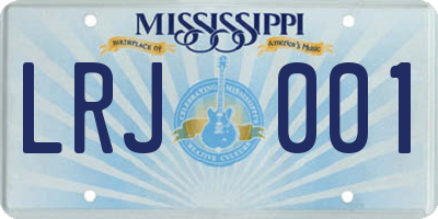 MS license plate LRJ001