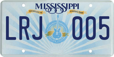 MS license plate LRJ005