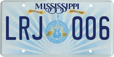 MS license plate LRJ006