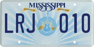 MS license plate LRJ010