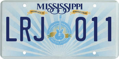 MS license plate LRJ011