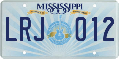 MS license plate LRJ012